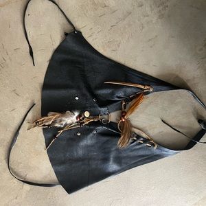 Leather vintage tie halter top